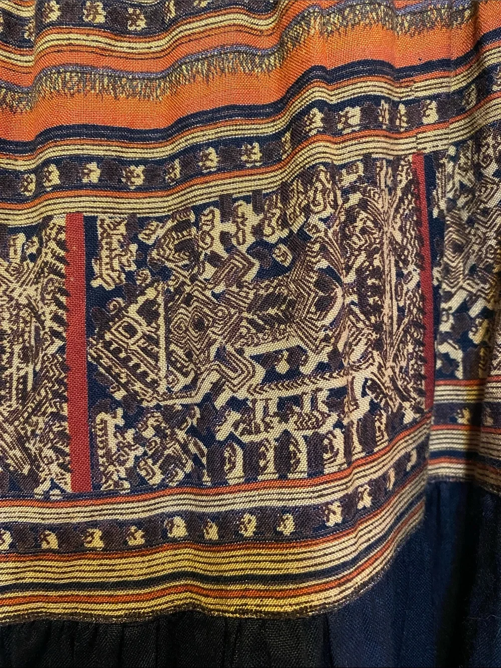 Vintage Rene Derhy Indian Tribal Print Tiered Rayon Maxi Skirt - Picture 3 of 6